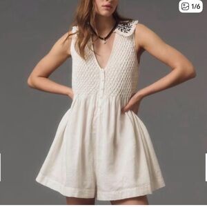 Anthropologie Cream Sleeveless Romper